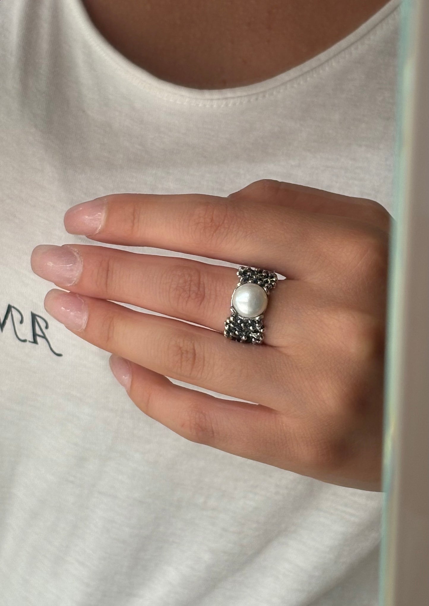 Anello primule perla Maestro Riverso